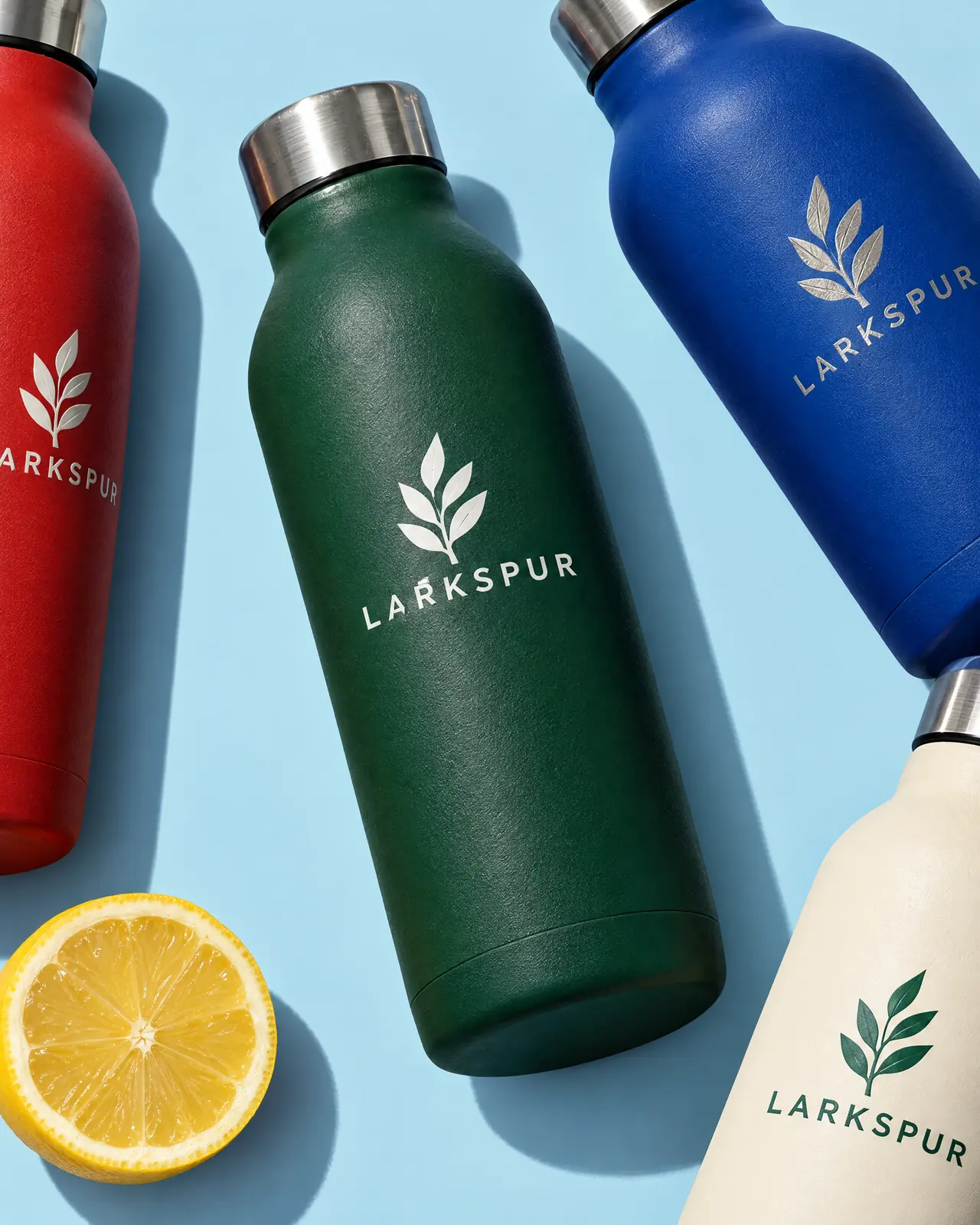 Larkspur branded water bottles